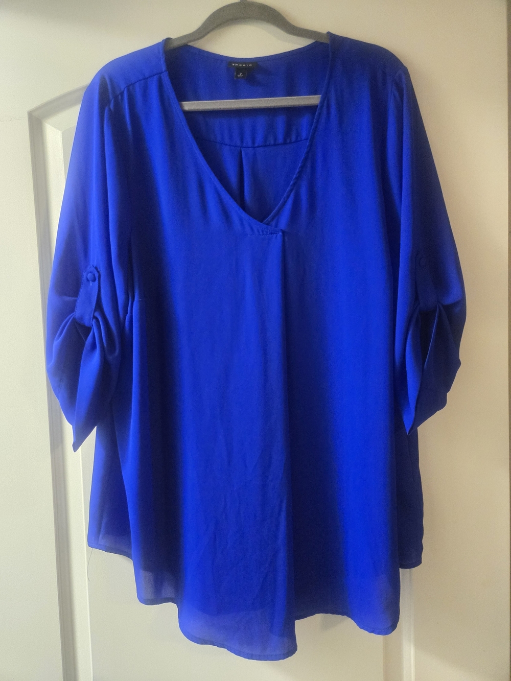 torrid Royal Blue V-Neck Roll-Tab Blouse